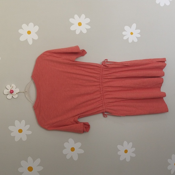 Old Navy Waist-Defined Short-Sleeve Slub-Knit Mini T-Shirt Dress Sugar Poppy - Picture 5 of 13